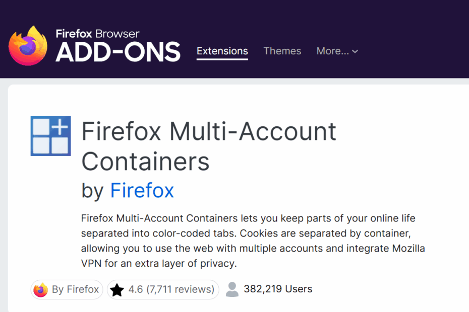 Firefox Multi Account Containers Addon