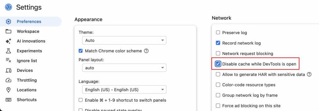 Site Cache Via Developer Tools